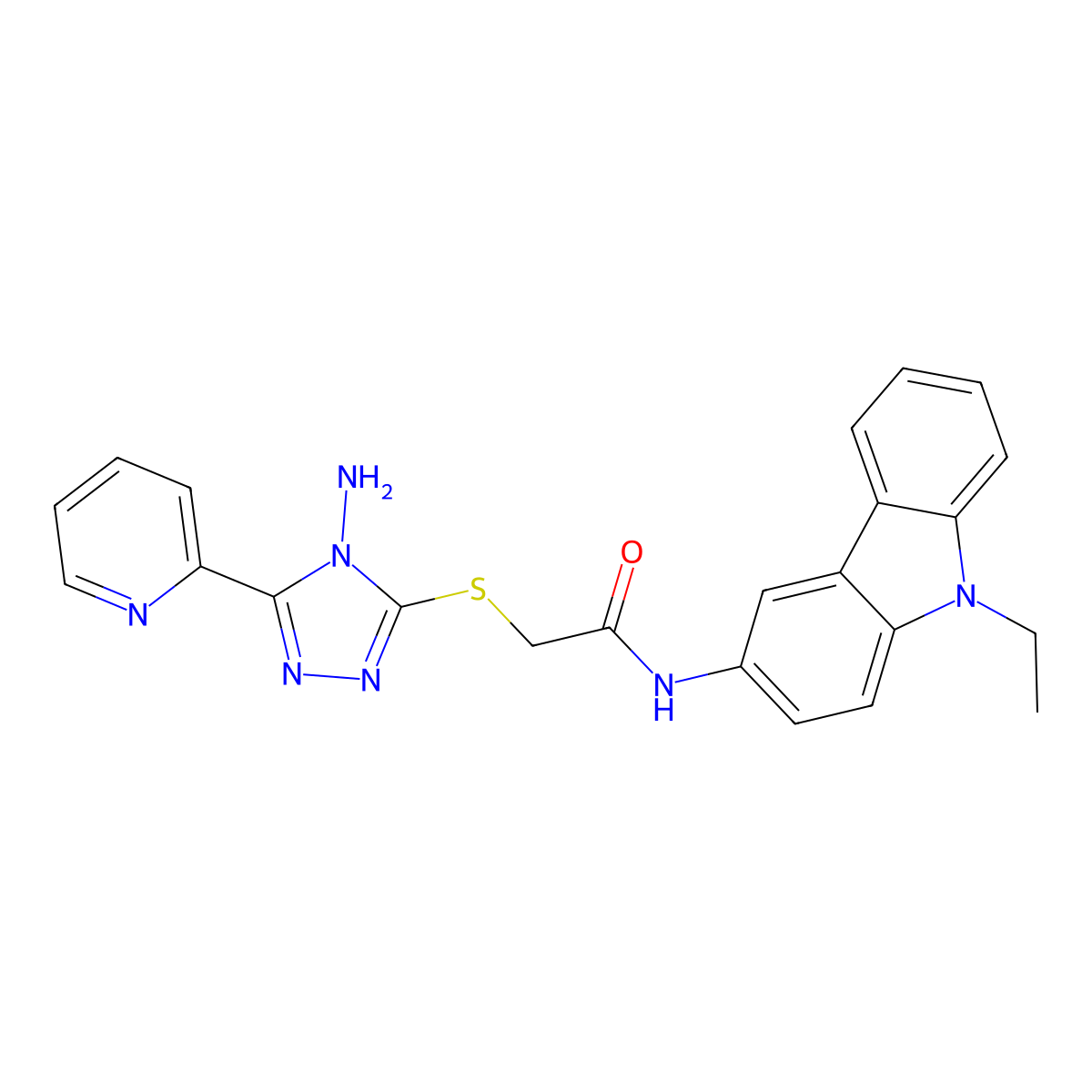 2-(4-amino-5-(2-pyridyl)(1,2,4-triazol-3-ylthio))-N-(9-ethylcarbazol-3-yl)acet amide molecular structure, CAS 678983-46-5