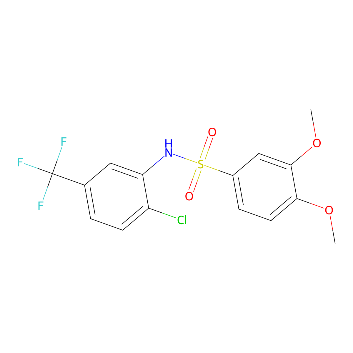 N-[2-chloro-5-(trifluoromethyl)phenyl]-3,4-dimethoxybenzenesulfonamide molecular structure, CAS 678983-49-8