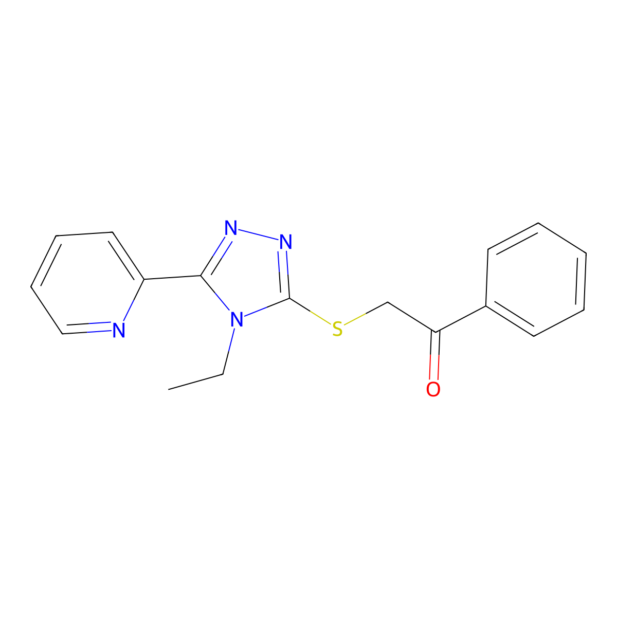 2-{[4-ethyl-5-(pyridin-2-yl)-4H-1,2,4-triazol-3-yl]sulfanyl}-1-phenylethanone molecular structure, CAS 678983-84-1