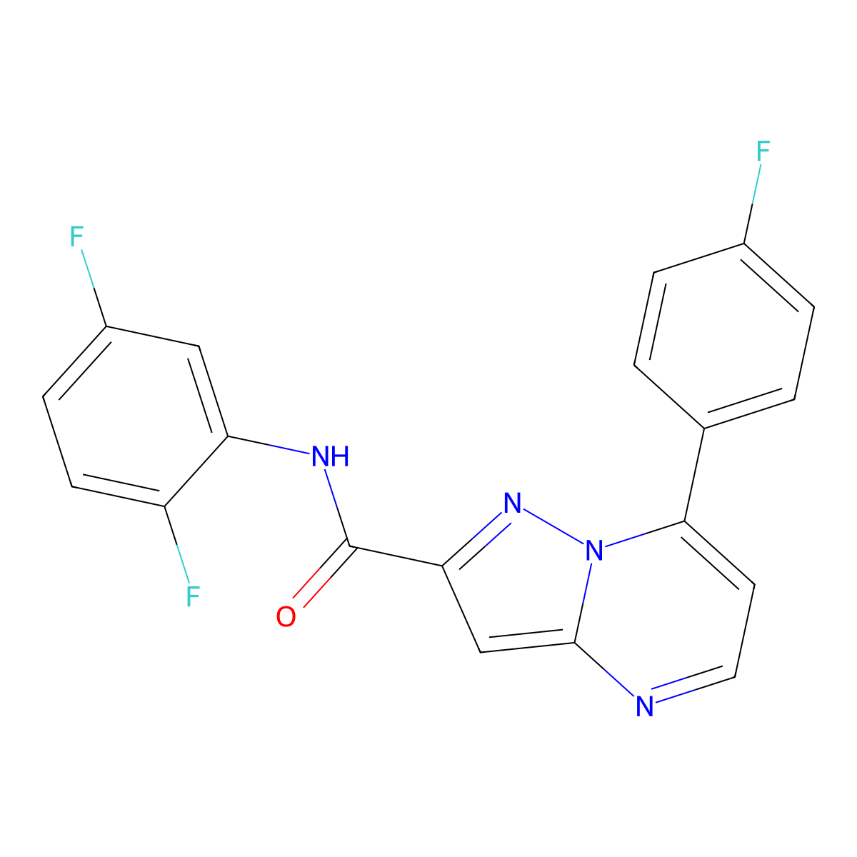 N-(2,5-difluorophenyl)-7-(4-fluorophenyl)pyrazolo[1,5-a]pyrimidine-2-carboxamide molecular structure, CAS 678984-42-4