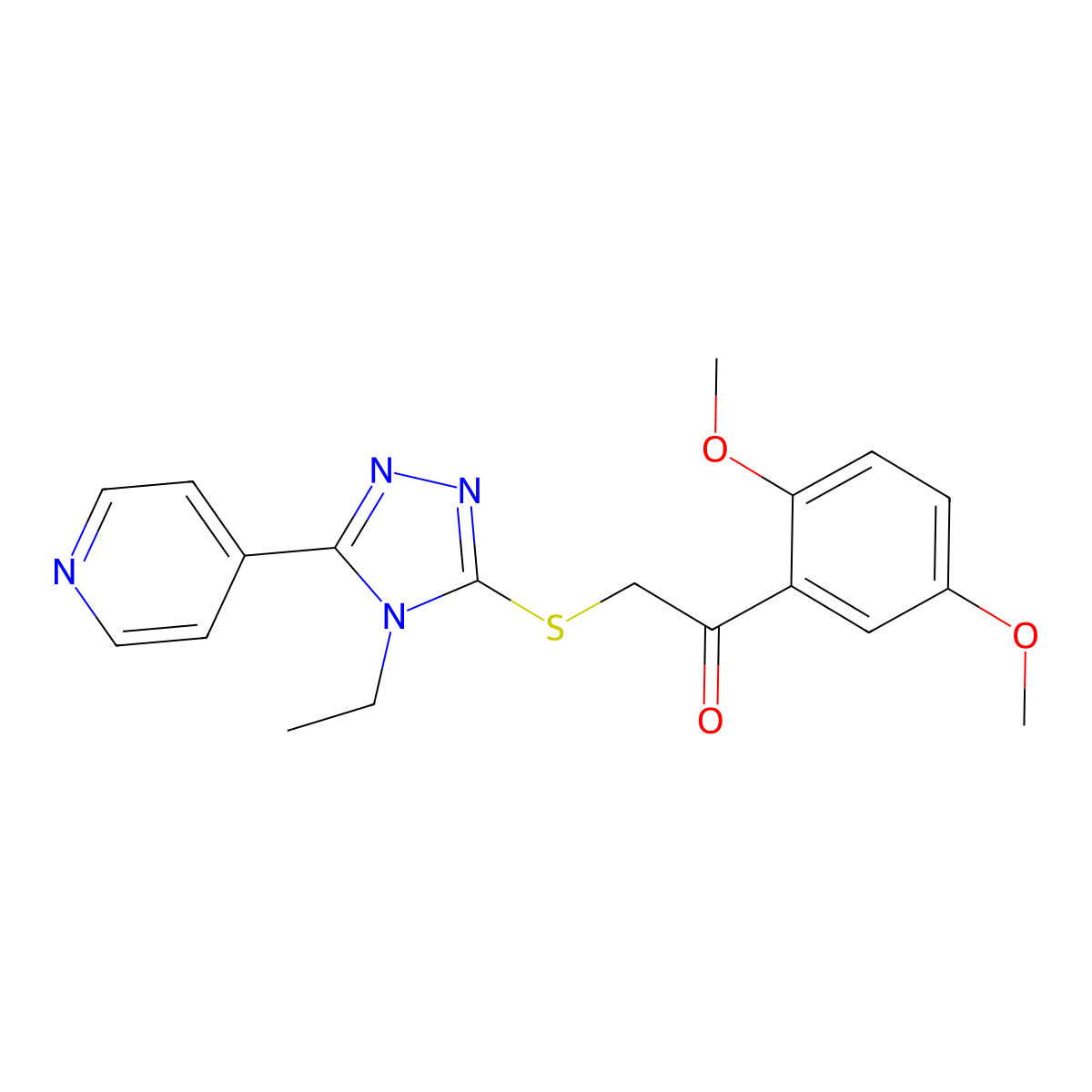 1-(2,5-dimethoxyphenyl)-2-{[4-ethyl-5-(4-pyridinyl)-4H-1,2,4-triazol-3-yl]thio}ethanone molecular structure, CAS 678984-87-7