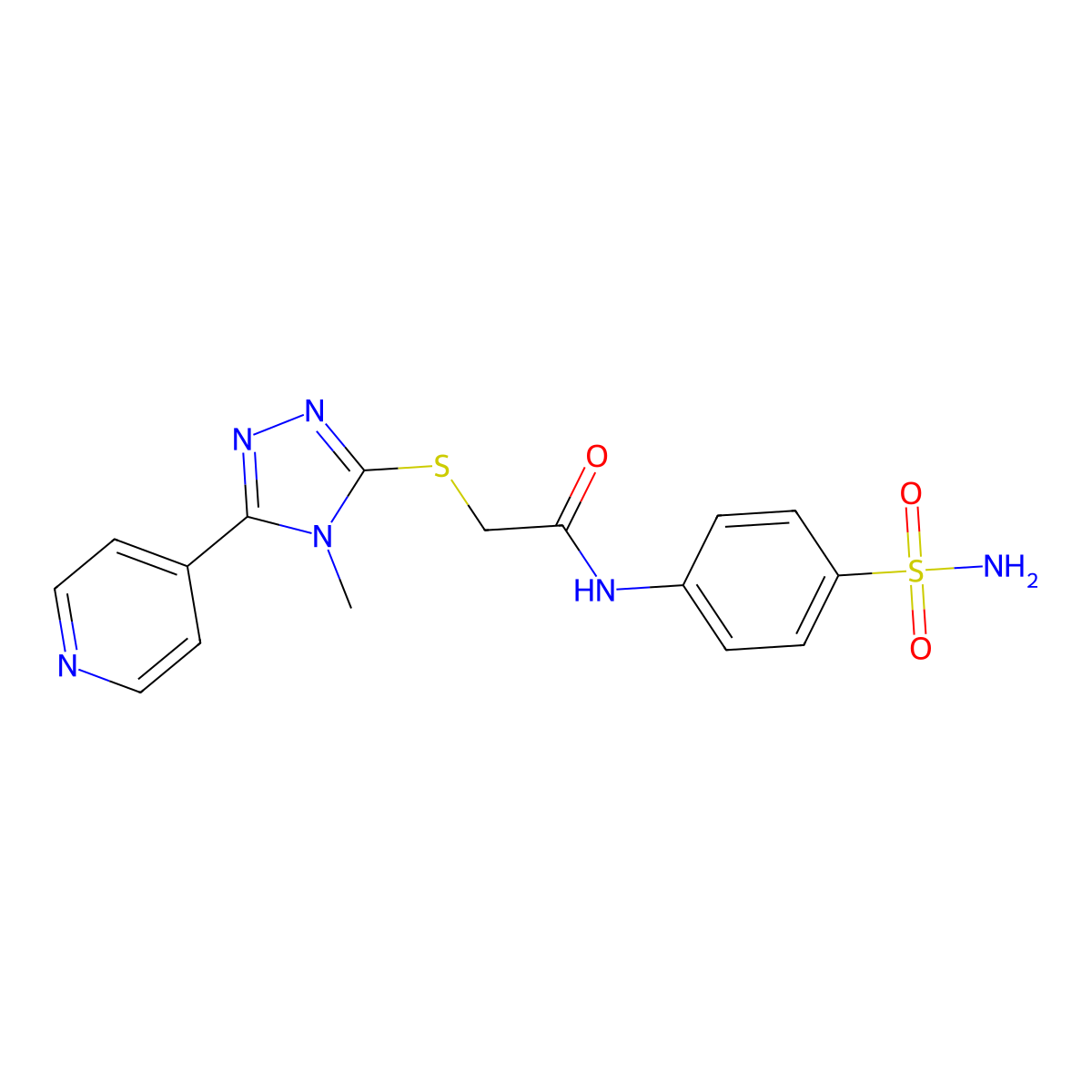 2-{[4-methyl-5-(pyridin-4-yl)-4H-1,2,4-triazol-3-yl]sulfanyl}-N-(4-sulfamoylphenyl)acetamide molecular structure, CAS 678985-03-0