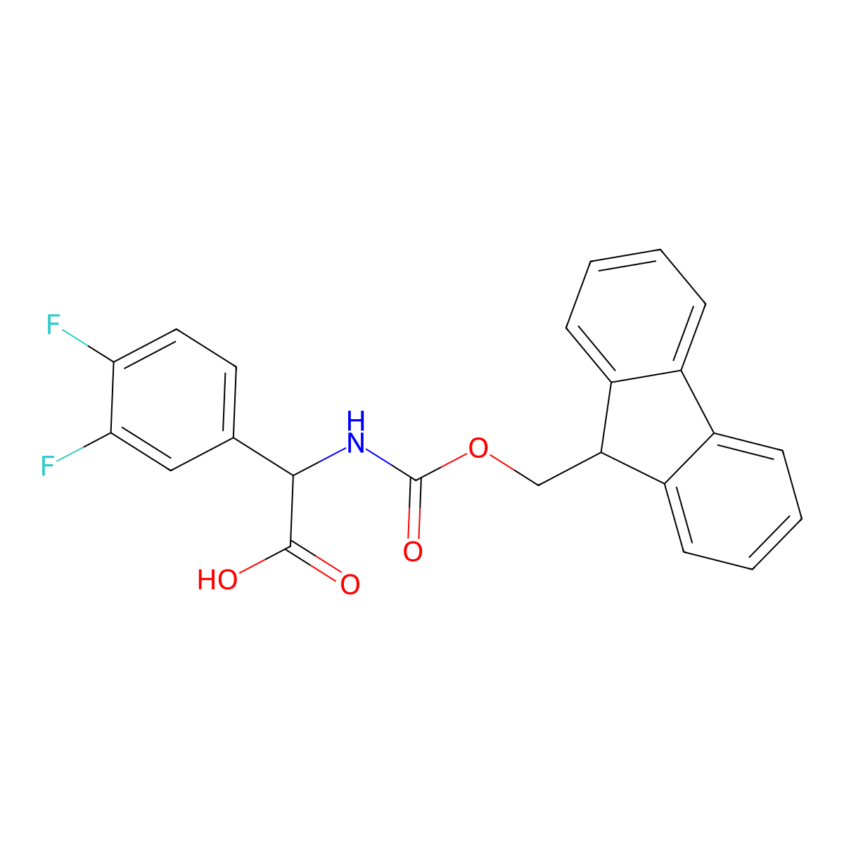 (R)-(3,4-Difluoro-phenyl)-[(9H-fluoren-9-ylmethoxycarbonylamino)]-acetic acid molecular structure, CAS 678988-21-1