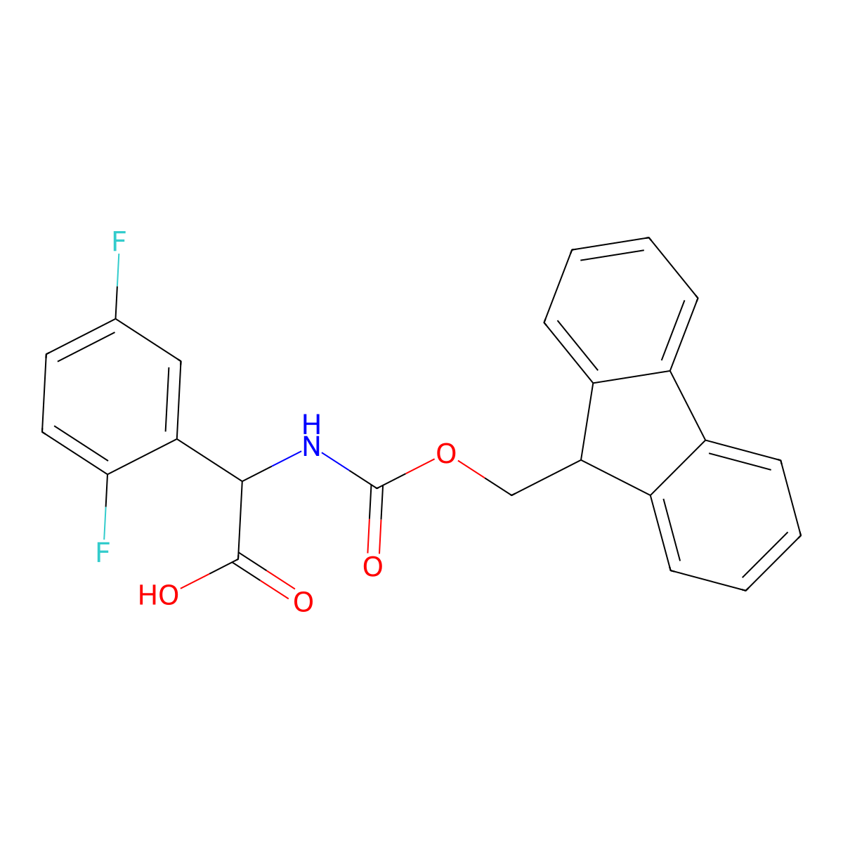 2-(2,5-difluorophenyl)-2-((((9H-fluoren-9-yl)methoxy)carbonyl)amino)acetic acid molecular structure, CAS 678988-22-2