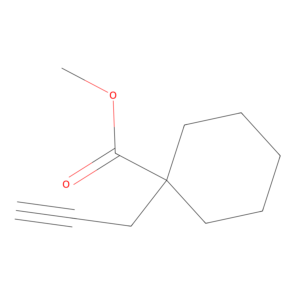 Methyl 1-(prop-2-yn-1-yl)cyclohexane-1-carboxylate molecular structure, CAS 678988-77-7