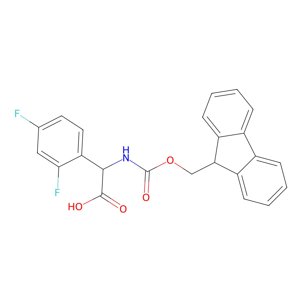 2-(2,4-difluorophenyl)-2-((((9H-fluoren-9-yl)methoxy)carbonyl)amino)acetic acid molecular structure, CAS 678991-01-0