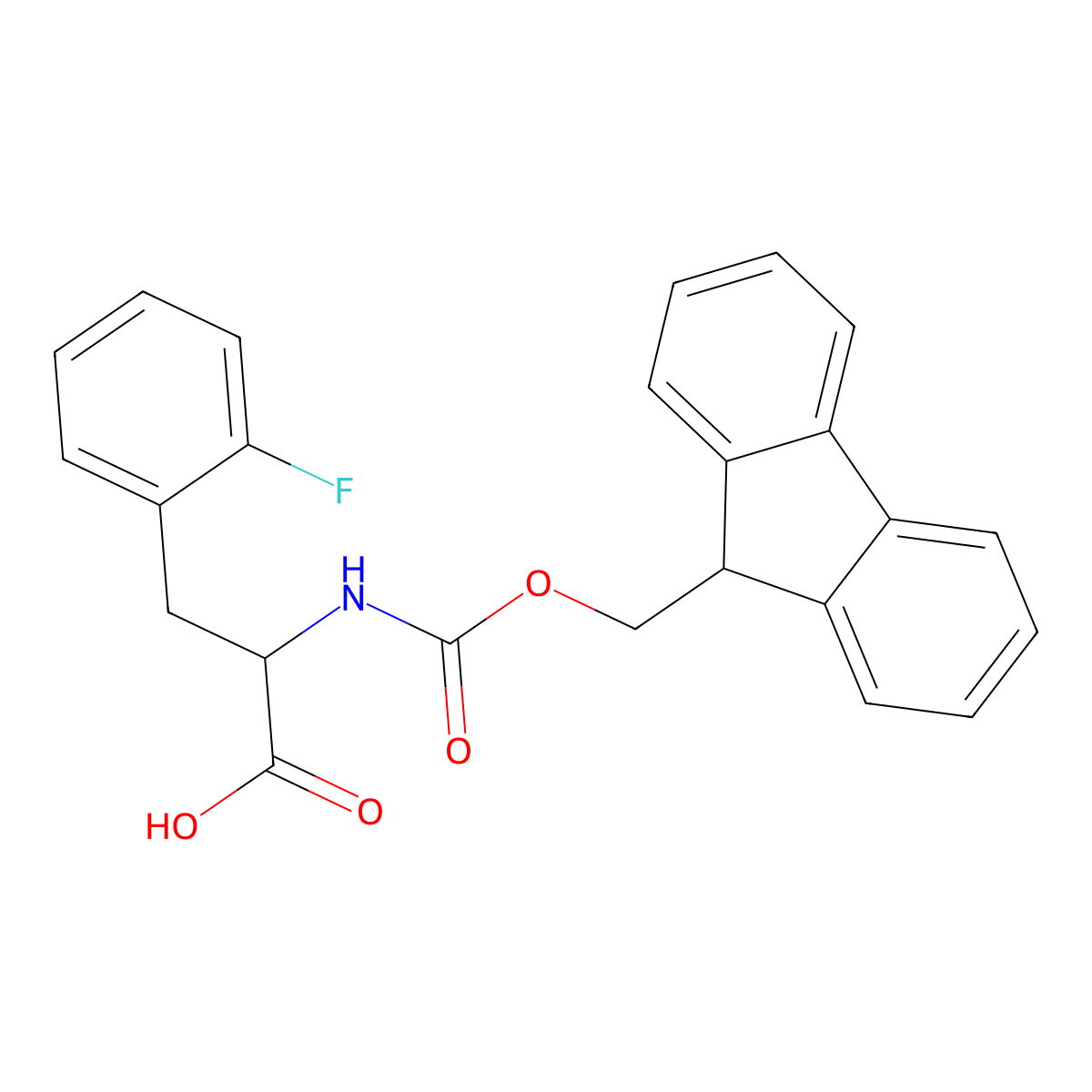 2-((((9H-Fluoren-9-yl)methoxy)carbonyl)amino)-3-(2-fluorophenyl)propanoic acid molecular structure, CAS 678991-28-1
