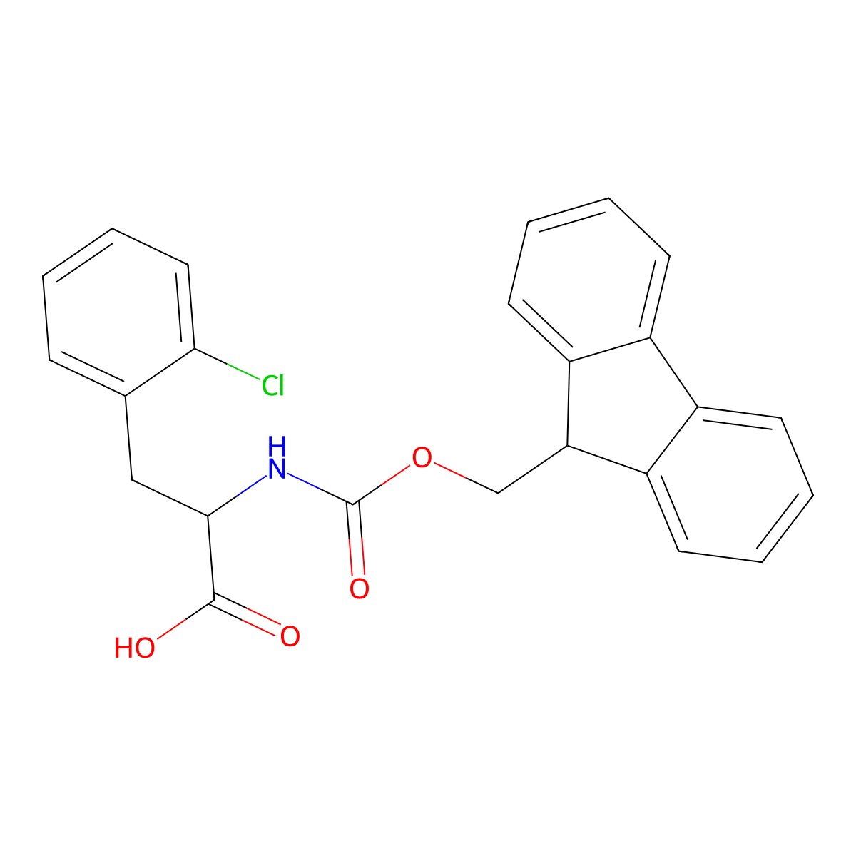 3-(2-chlorophenyl)-2-(9H-fluoren-9-ylmethoxycarbonylamino)propanoic Acid molecular structure, CAS 678991-52-1