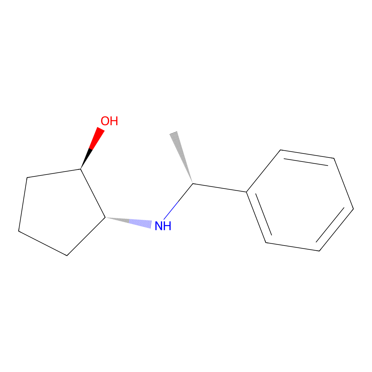 trans (+/-)-2-((R)-1-Phenylethylamino)cyclopentanol molecular structure, CAS 678991-64-5