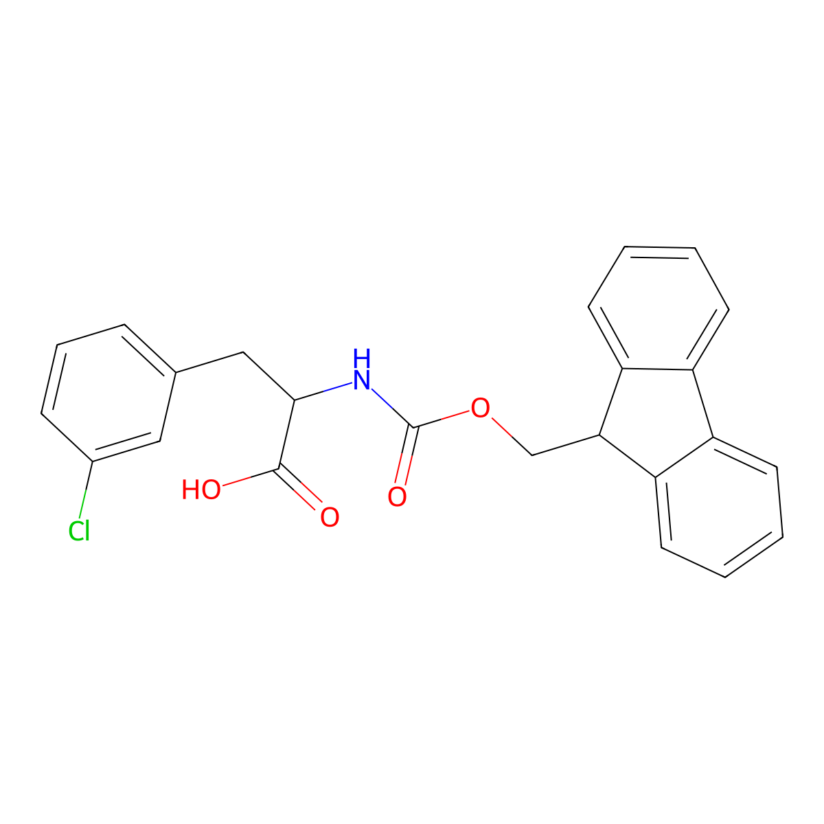3-(3-chlorophenyl)-2-(9H-fluoren-9-ylmethoxycarbonylamino)propanoic Acid molecular structure, CAS 678991-65-6