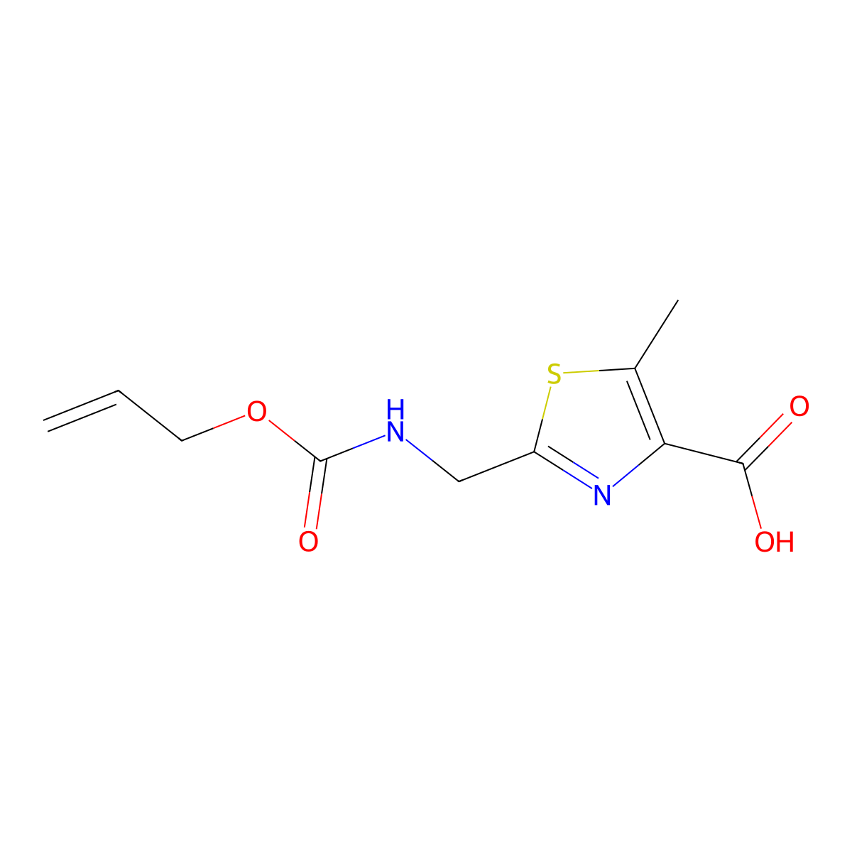 5-Methyl-2-({[(prop-2-en-1-yloxy)carbonyl]amino}methyl)-1,3-thiazole-4-carboxylic acid molecular structure, CAS 678992-99-9