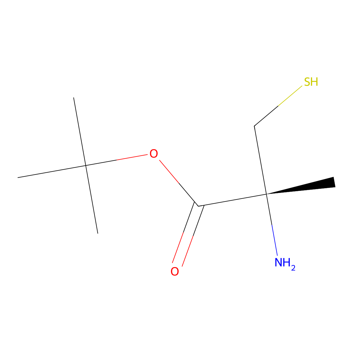 tert-butyl (2R)-2-amino-2-methyl-3-sulfanylpropanoate molecular structure, CAS 679004-91-2