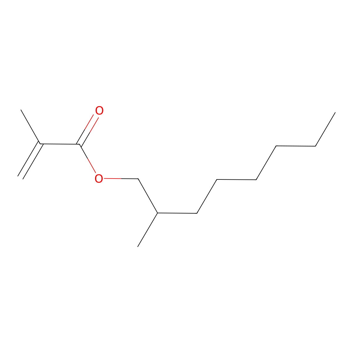 2-Propenoic acid, 2-methyl-, 2-methyloctyl ester molecular structure, CAS 67905-46-8
