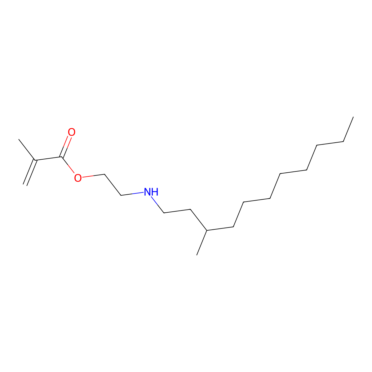 2-Propenoic acid, 2-methyl-, 2-((3-methylundecyl)amino)ethyl ester molecular structure, CAS 67905-50-4