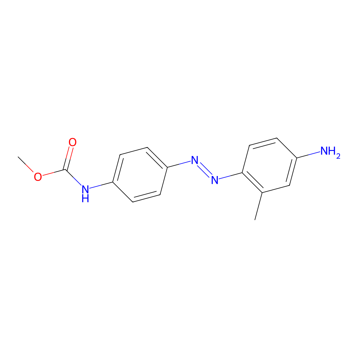 Carbamic acid, N-(4-(2-(4-amino-2-methylphenyl)diazenyl)phenyl)-, methyl ester molecular structure, CAS 67905-62-8