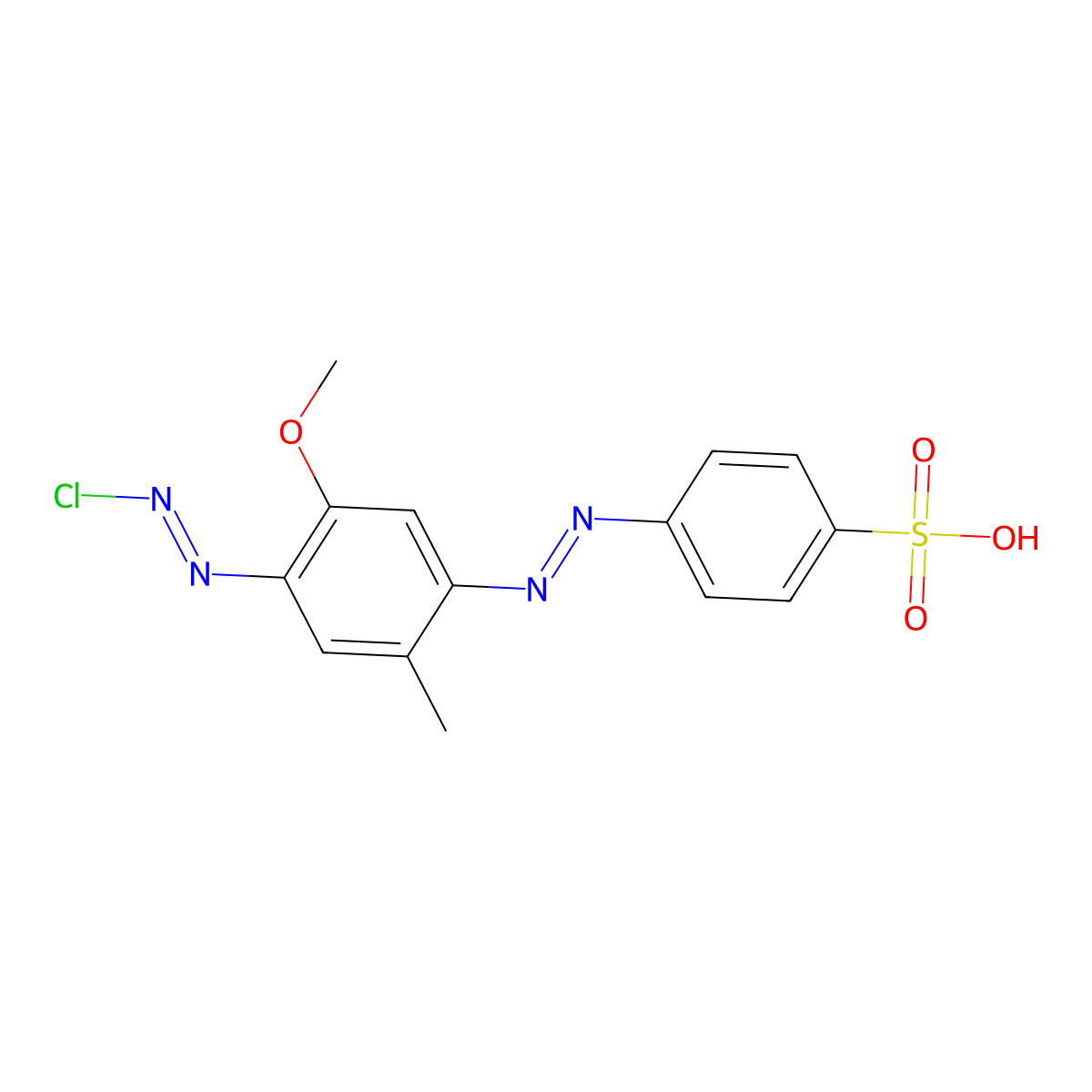 Benzenesulfonic acid, 4-(2-(4-(2-chlorodiazenyl)-5-methoxy-2-methylphenyl)diazenyl)- molecular structure, CAS 67906-54-1