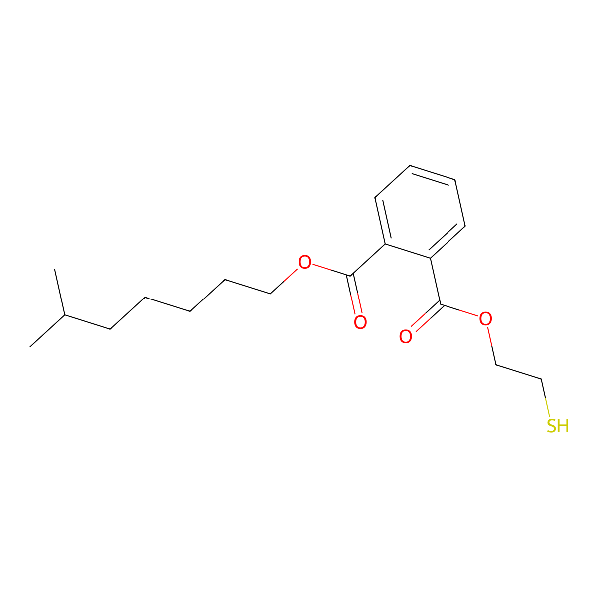 1,2-Benzenedicarboxylic acid, 1-isooctyl 2-(2-mercaptoethyl) ester molecular structure, CAS 67907-16-8