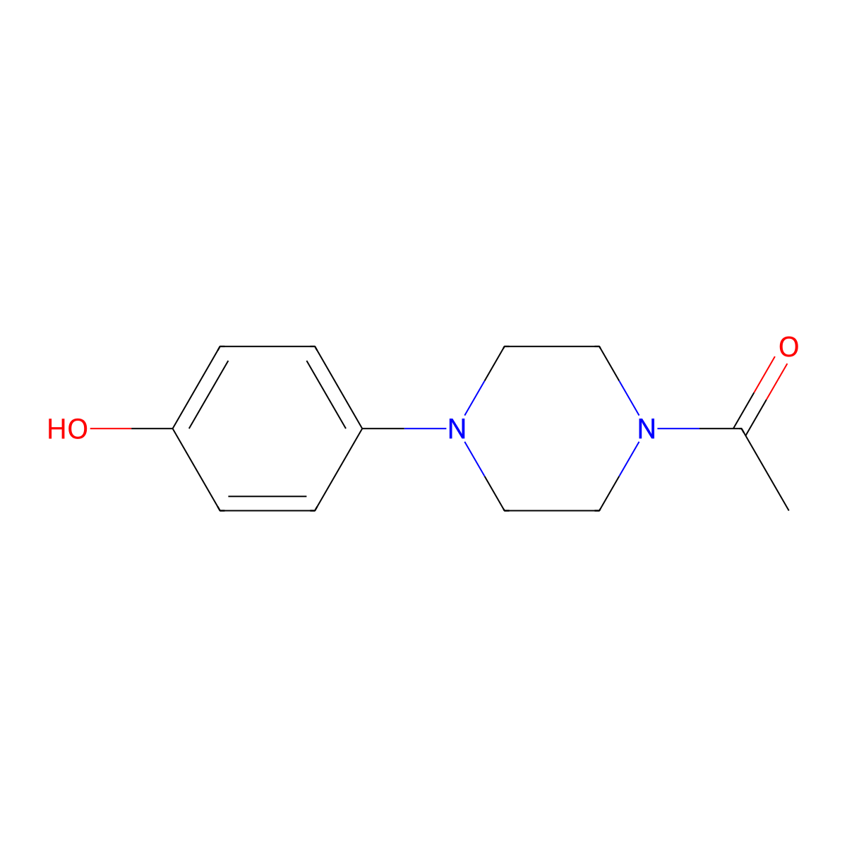 1-(4-(4-Hydroxyphenyl)piperazin-1-yl)ethanone molecular structure, CAS 67914-60-7