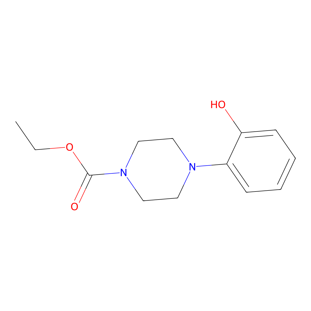 1-(2-Hydroxyphenyl)-4-ethoxycarbonyl-piperazine molecular structure, CAS 67915-00-8