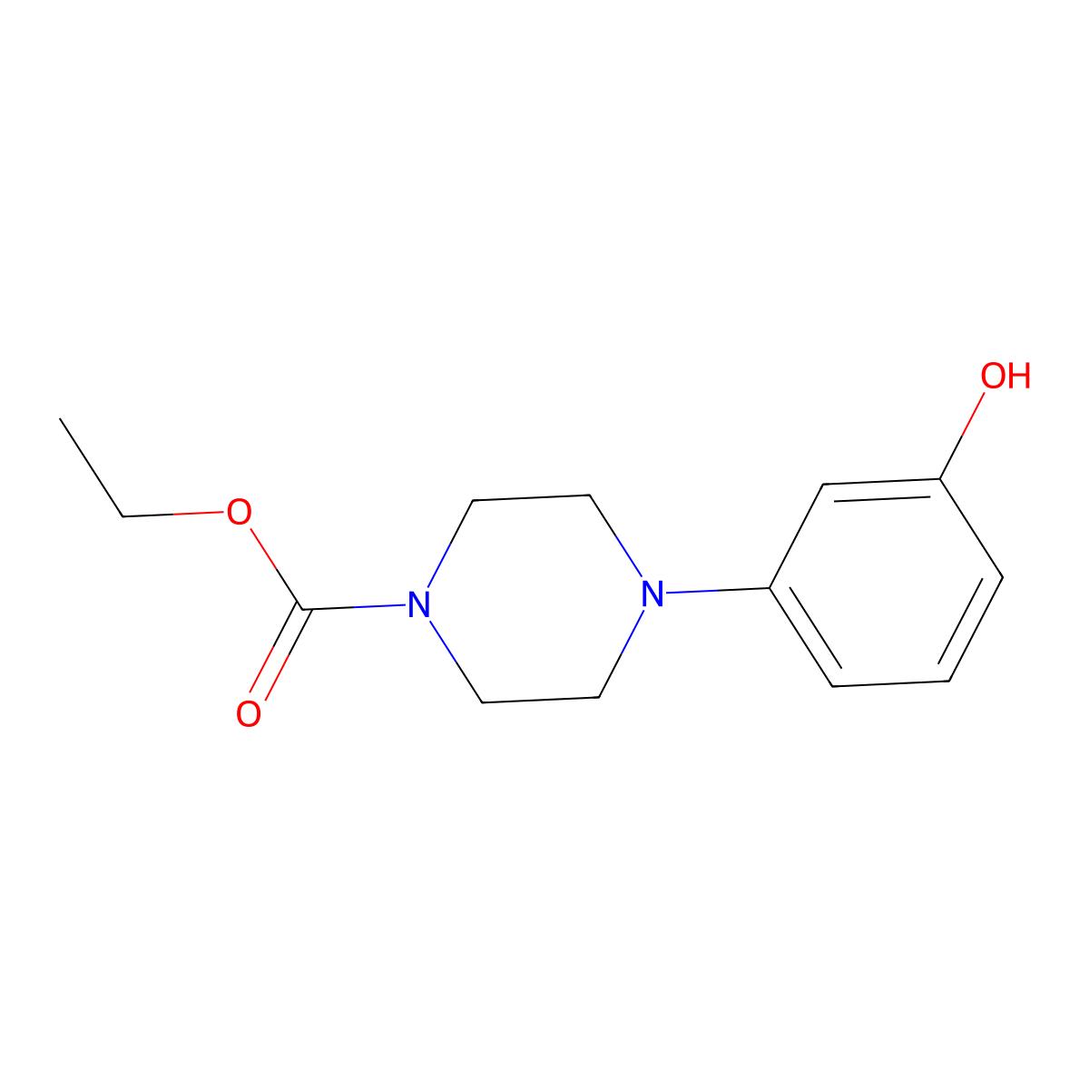 1-(3-Hydroxyphenyl)-4-ethoxycarbonyl-piperazine molecular structure, CAS 67915-01-9