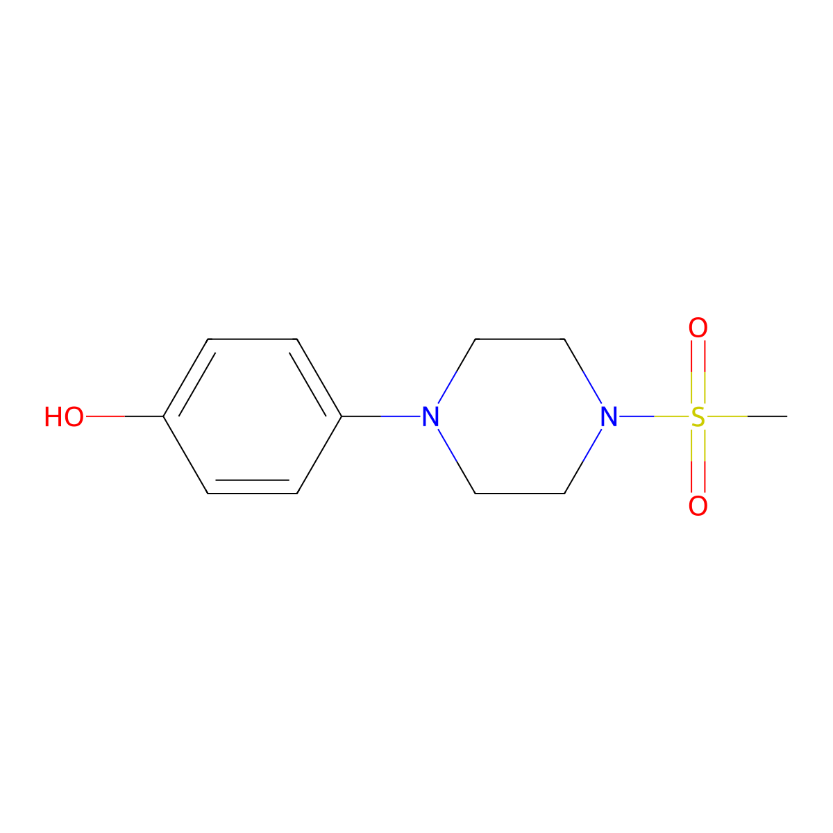 4-(4-(Methylsulfonyl)piperazin-1-yl)phenol molecular structure, CAS 67915-03-1