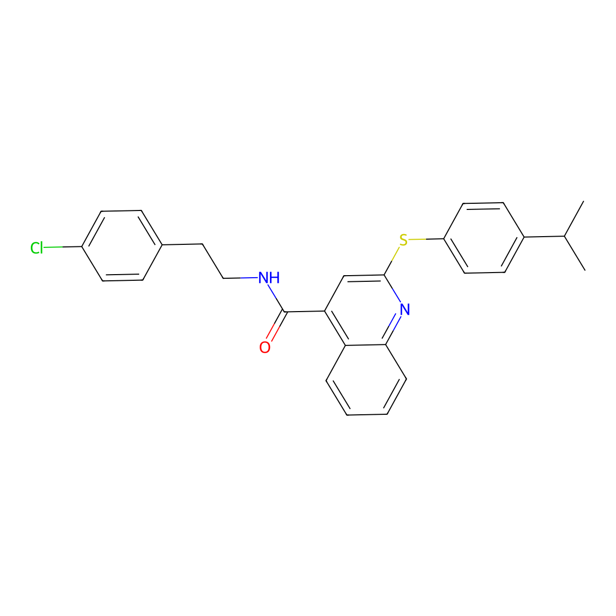 N-[2-(4-Chlorophenyl)ethyl]-2-{[4-(propan-2-yl)phenyl]sulfanyl}quinoline-4-carboxamide molecular structure, CAS 6792-39-8