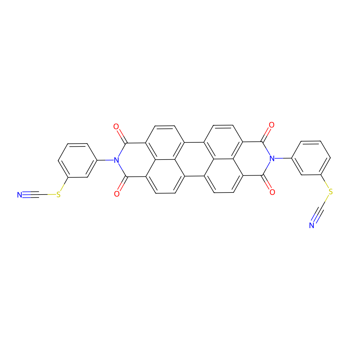 Thiocyanic acid, C,C'-[(1,3,8,10-tetrahydro-1,3,8,10-tetraoxoanthra[2,1,9-def:6,5,10-d'e'f']diisoquinoline-2,9-diyl)di-3,1-phenylene] ester molecular structure, CAS 67923-45-9