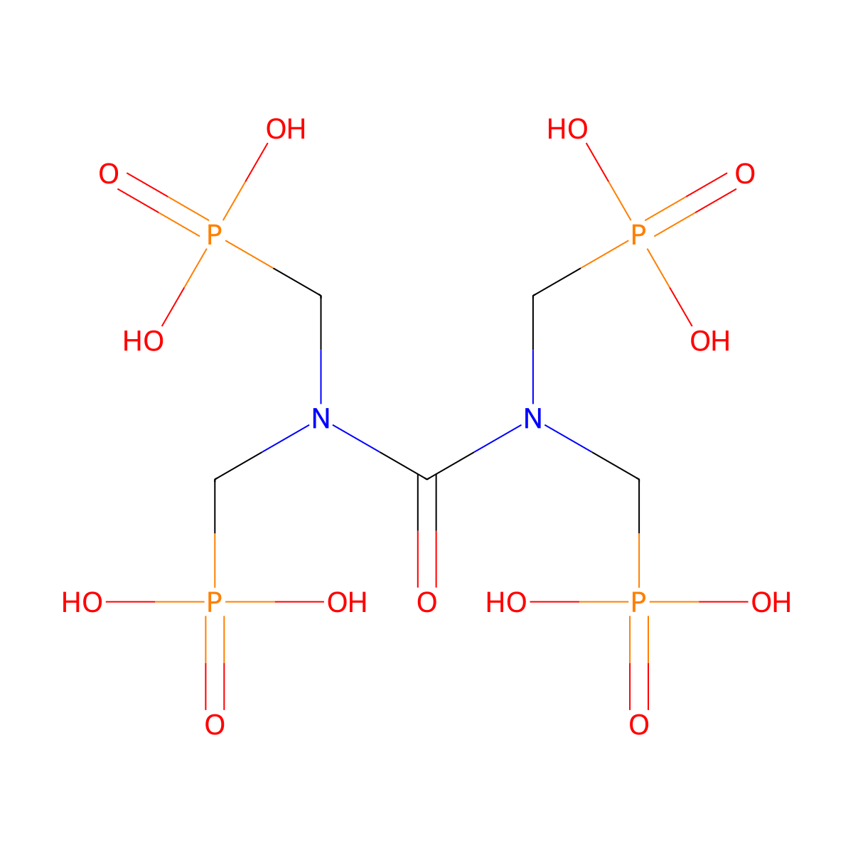 Phosphonic acid, P,P',P'',P'''-(carbonylbis(nitrilobis(methylene)))tetrakis- molecular structure, CAS 67923-76-6