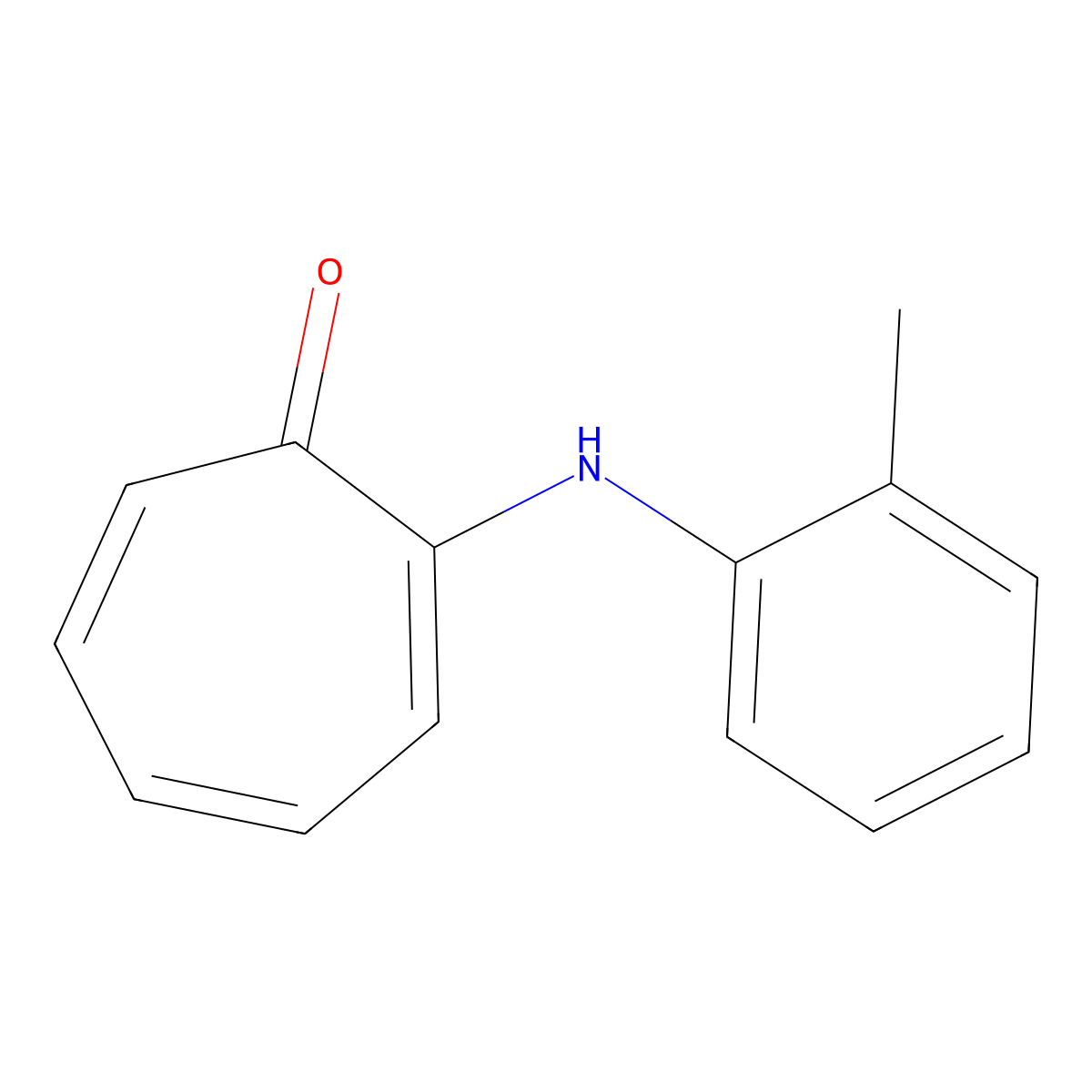 2,4,6-Cycloheptatrien-1-one, 2-[(2-methylphenyl)amino]- molecular structure, CAS 67931-49-1