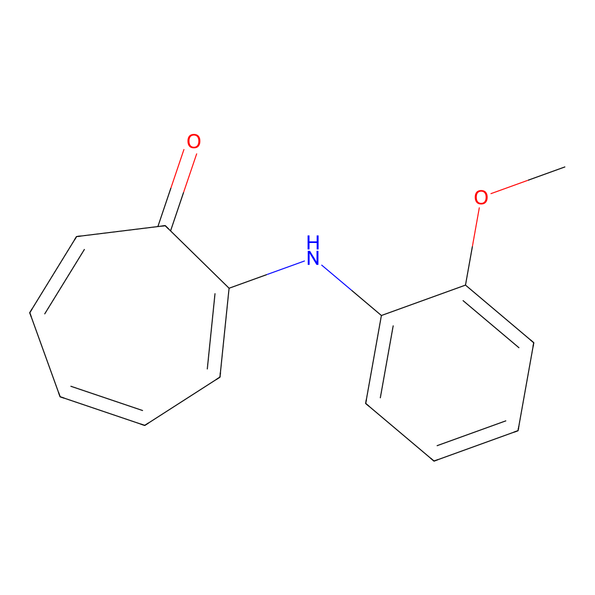 2-(2-Methoxyanilino)cyclohepta-2,4,6-trien-1-one molecular structure, CAS 67931-50-4