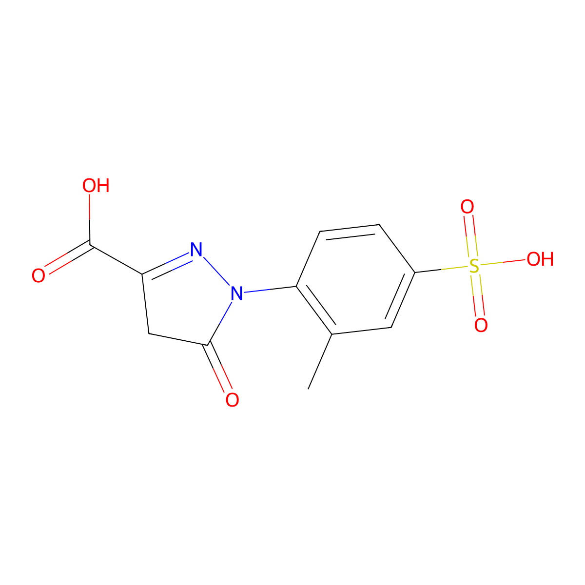 1H-Pyrazole-3-carboxylic acid, 4,5-dihydro-1-(2-methyl-4-sulfophenyl)-5-oxo- molecular structure, CAS 67939-25-7