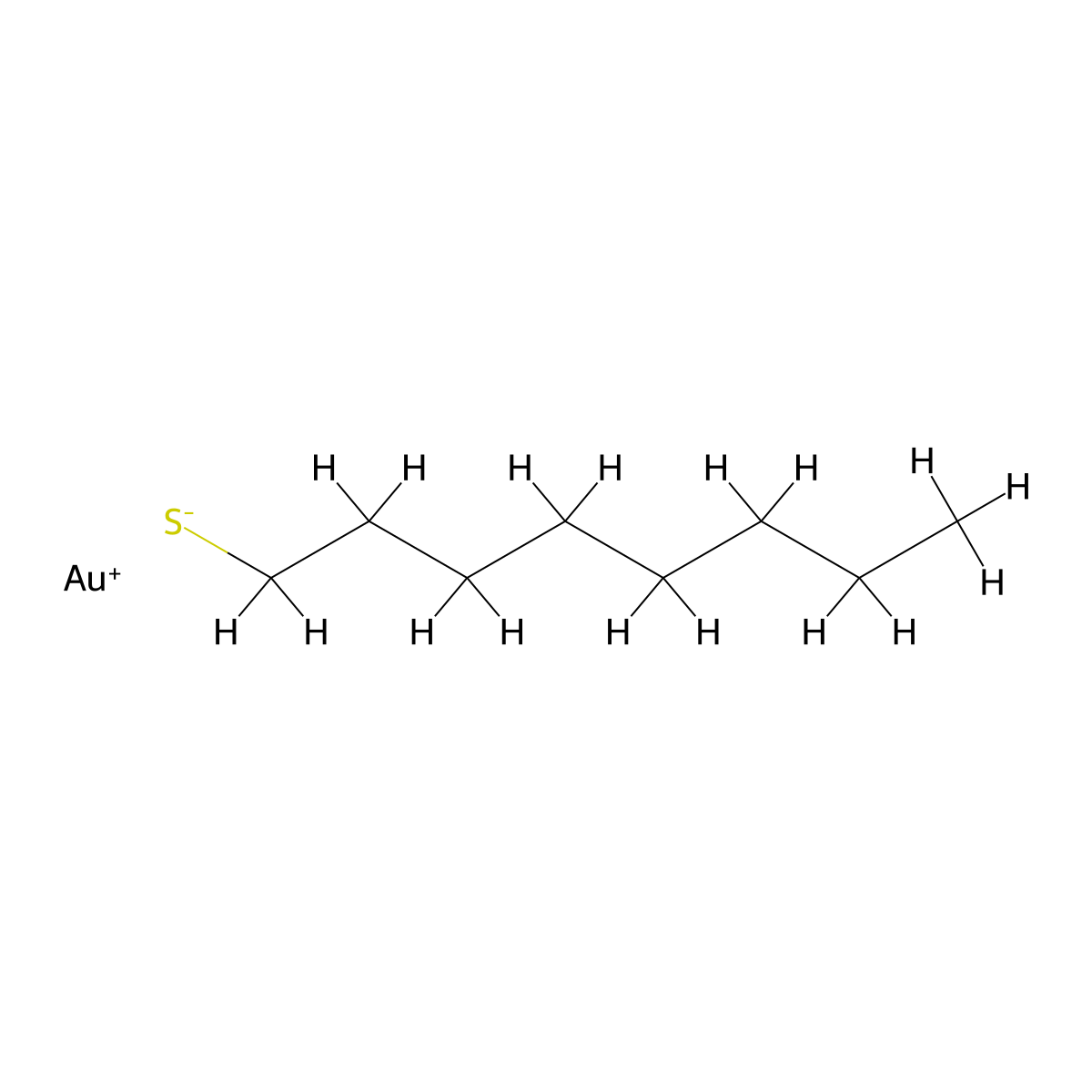 1-Octanethiol, gold(1+) salt (1:1) molecular structure, CAS 67939-82-6