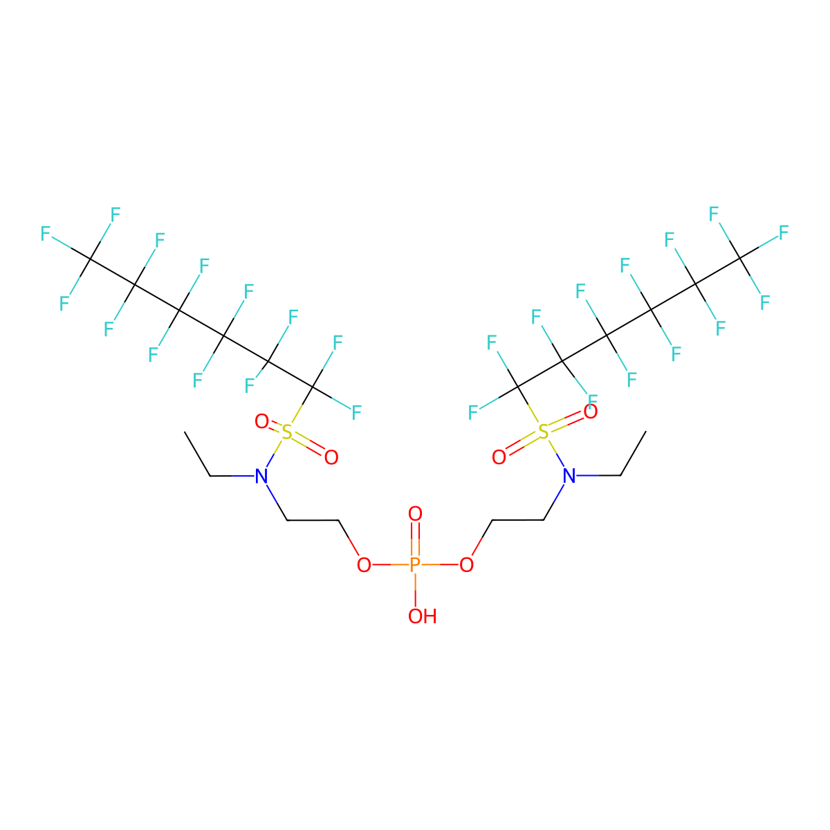 1-Hexanesulfonamide, N,N'-(phosphinicobis(oxy-2,1-ethanediyl))bis(N-ethyl-1,1,2,2,3,3,4,4,5,5,6,6,6-tridecafluoro- molecular structure, CAS 67939-92-8