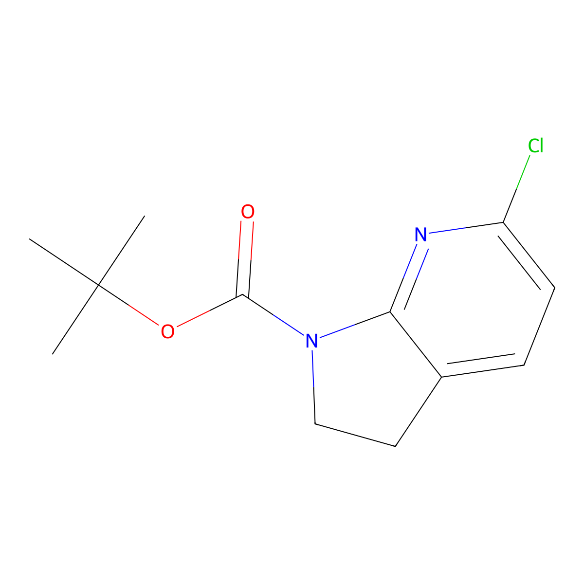 tert-butyl 6-chloro-1H,2H,3H-pyrrolo[2,3-b]pyridine-1-carboxylate molecular structure, CAS 679392-22-4