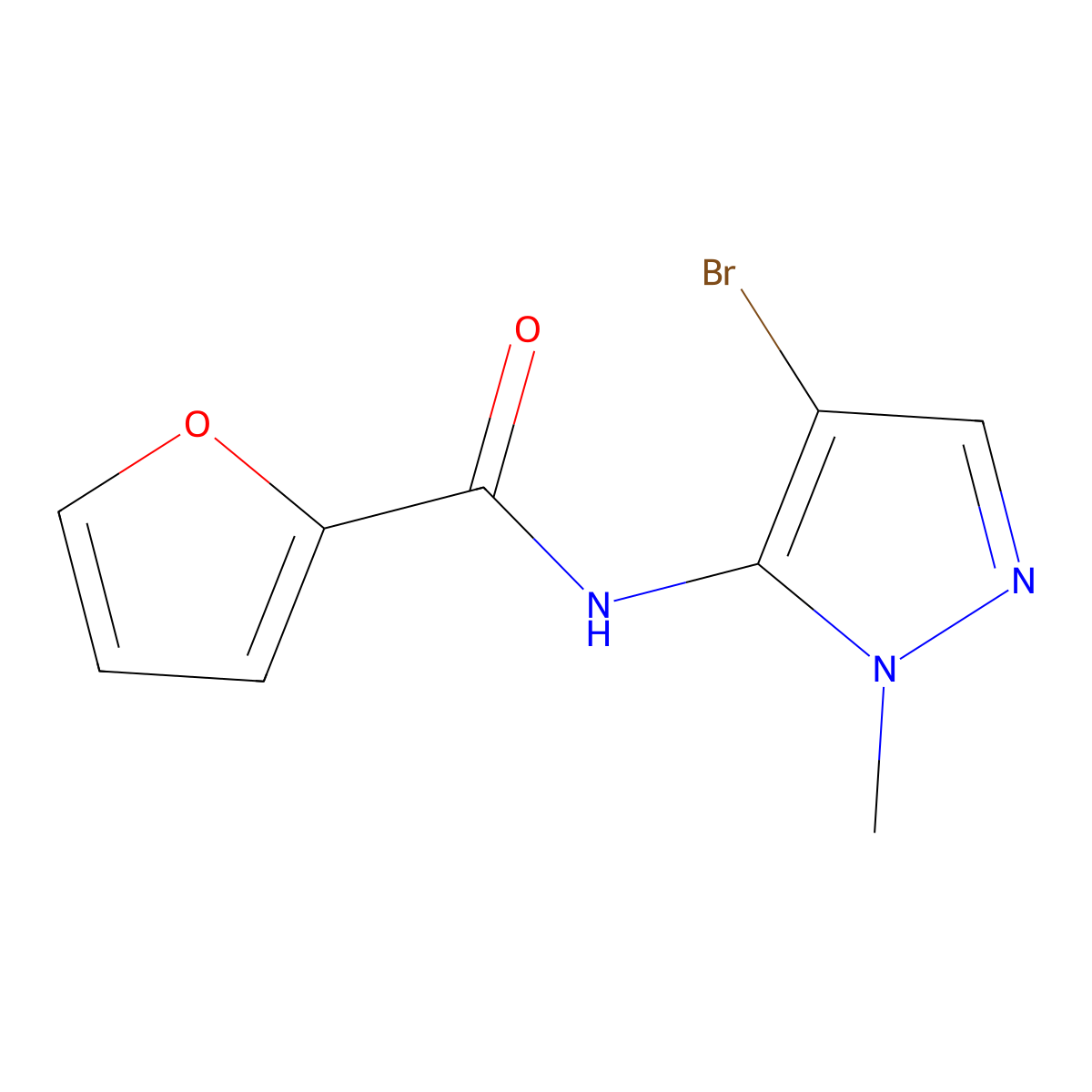 N-(4-bromo-1-methyl-1H-pyrazol-5-yl)furan-2-carboxamide molecular structure, CAS 679393-98-7