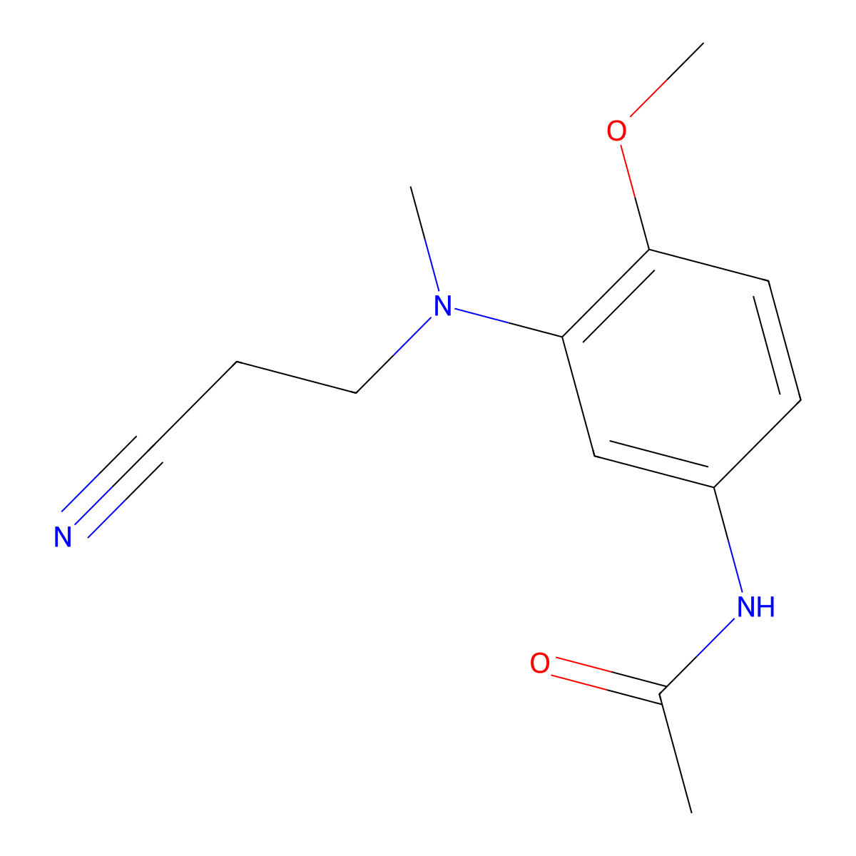 Acetamide, N-(3-((2-cyanoethyl)methylamino)-4-methoxyphenyl)- molecular structure, CAS 67940-00-5