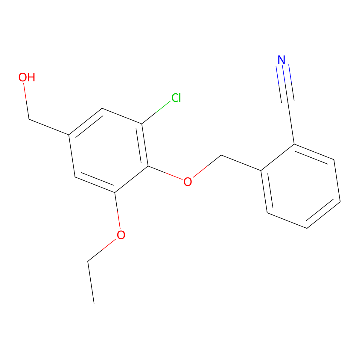 2-{[2-Chloro-6-ethoxy-4-(hydroxymethyl)phenoxy]methyl}benzonitrile molecular structure, CAS 679414-78-9