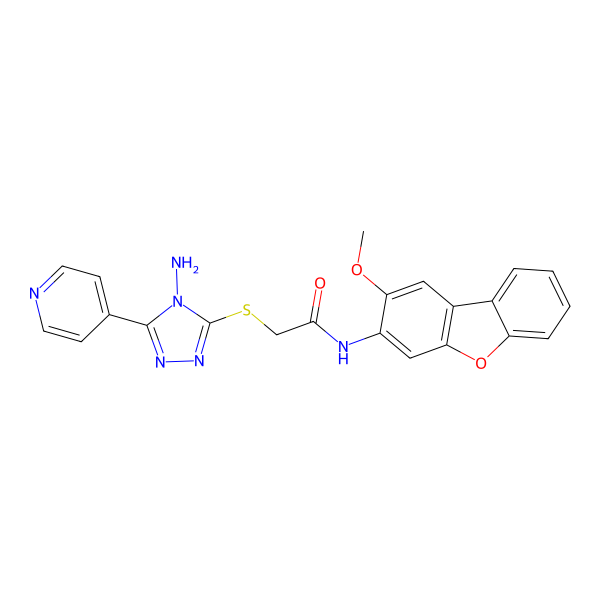 2-(4-amino-5-(4-pyridyl)(1,2,4-triazol-3-ylthio))-N-(2-methoxybenzo[3,4-b]benz o[d]furan-3-yl)acetamide molecular structure, CAS 679416-02-5