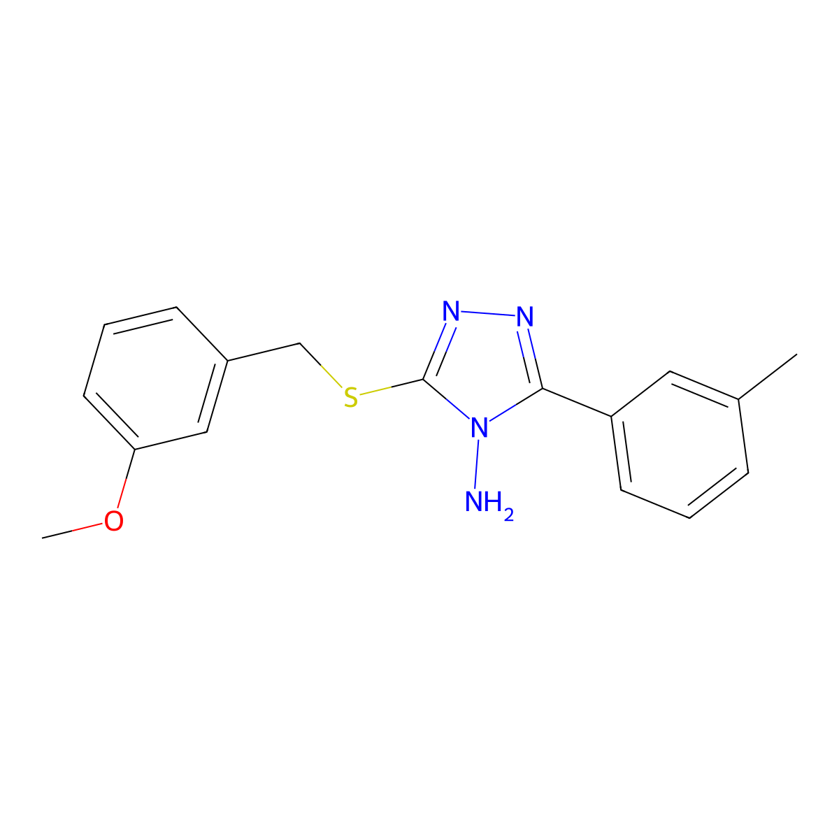 3-[(3-Methoxyphenyl)methylthio]-5-(3-methylphenyl)-1,2,4-triazole-4-ylamine molecular structure, CAS 679416-13-8