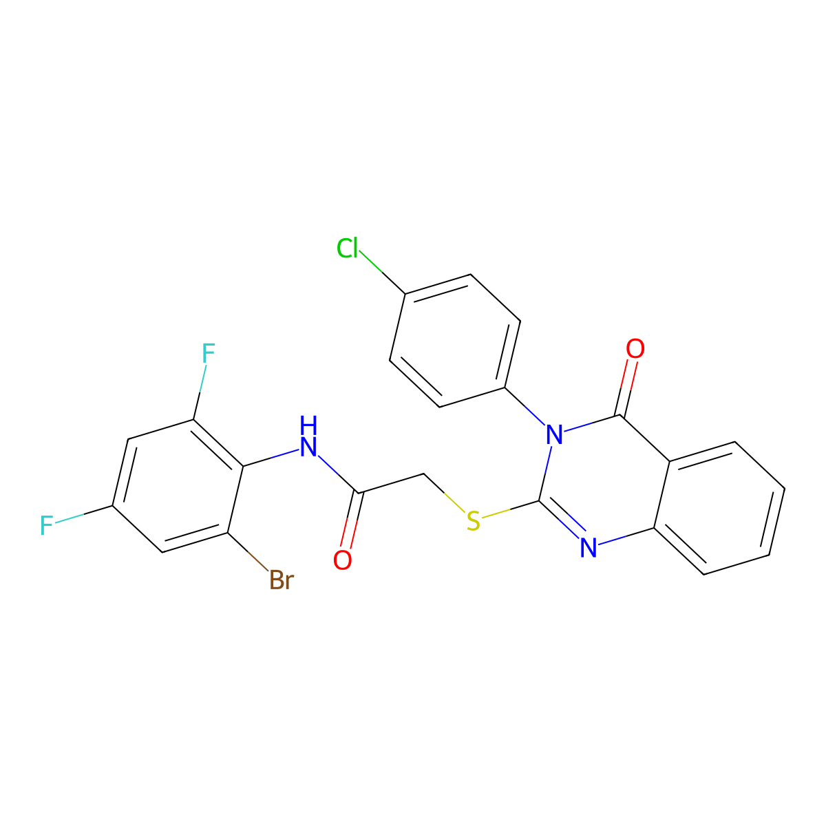 N-(2-bromo-4,6-difluorophenyl)-2-{[3-(4-chlorophenyl)-4-oxo-3,4-dihydroquinazolin-2-yl]sulfanyl}acetamide molecular structure, CAS 679418-69-0