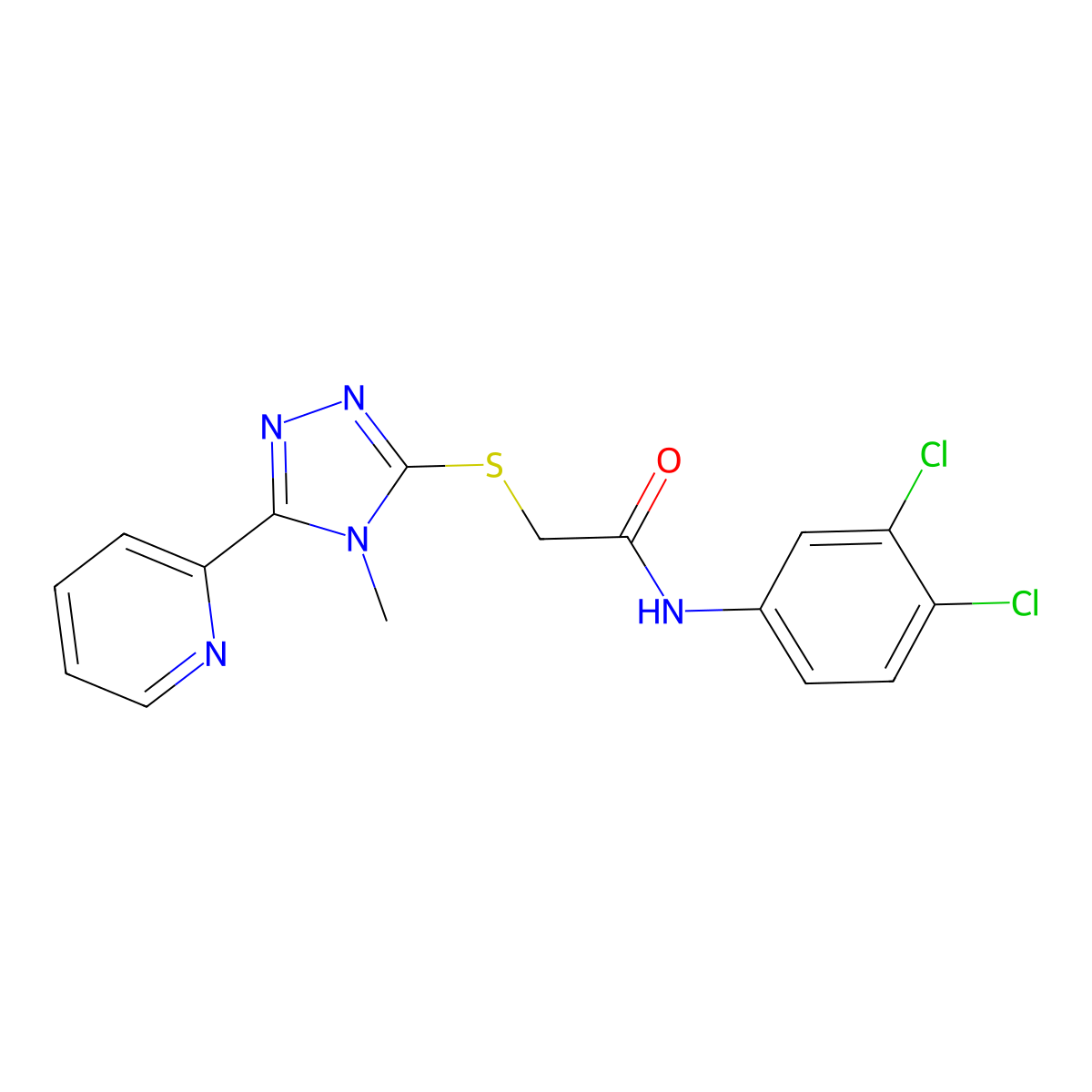 N-(3,4-dichlorophenyl)-2-{[4-methyl-5-(pyridin-2-yl)-4H-1,2,4-triazol-3-yl]sulfanyl}acetamide molecular structure, CAS 679418-79-2