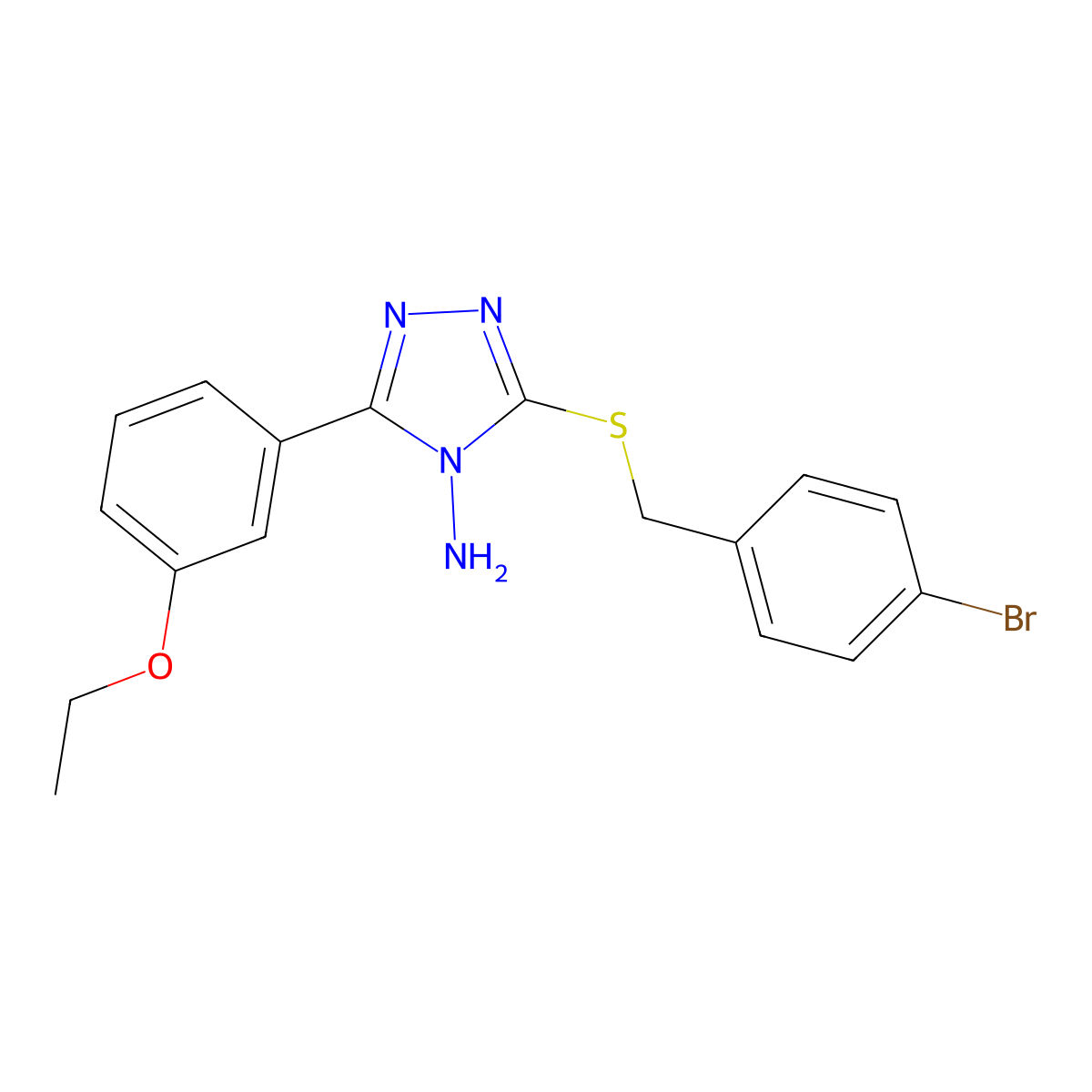 3-[(4-Bromophenyl)methylthio]-5-(3-ethoxyphenyl)-1,2,4-triazole-4-ylamine molecular structure, CAS 679419-44-4