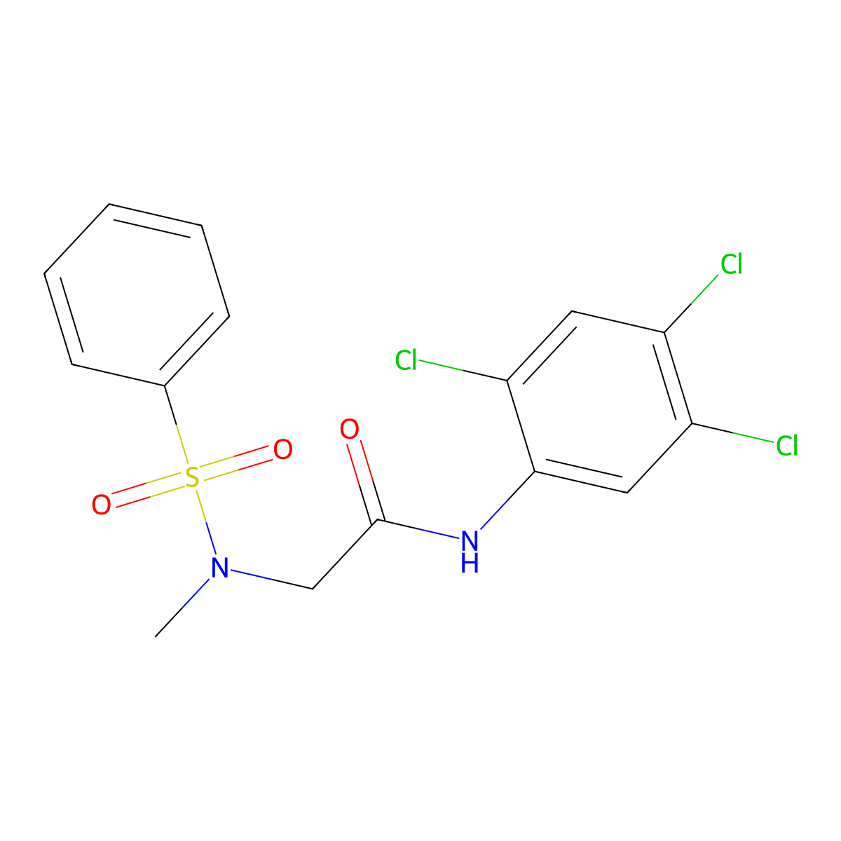 2-[benzenesulfonyl(methyl)amino]-N-(2,4,5-trichlorophenyl)acetamide molecular structure, CAS 679419-45-5