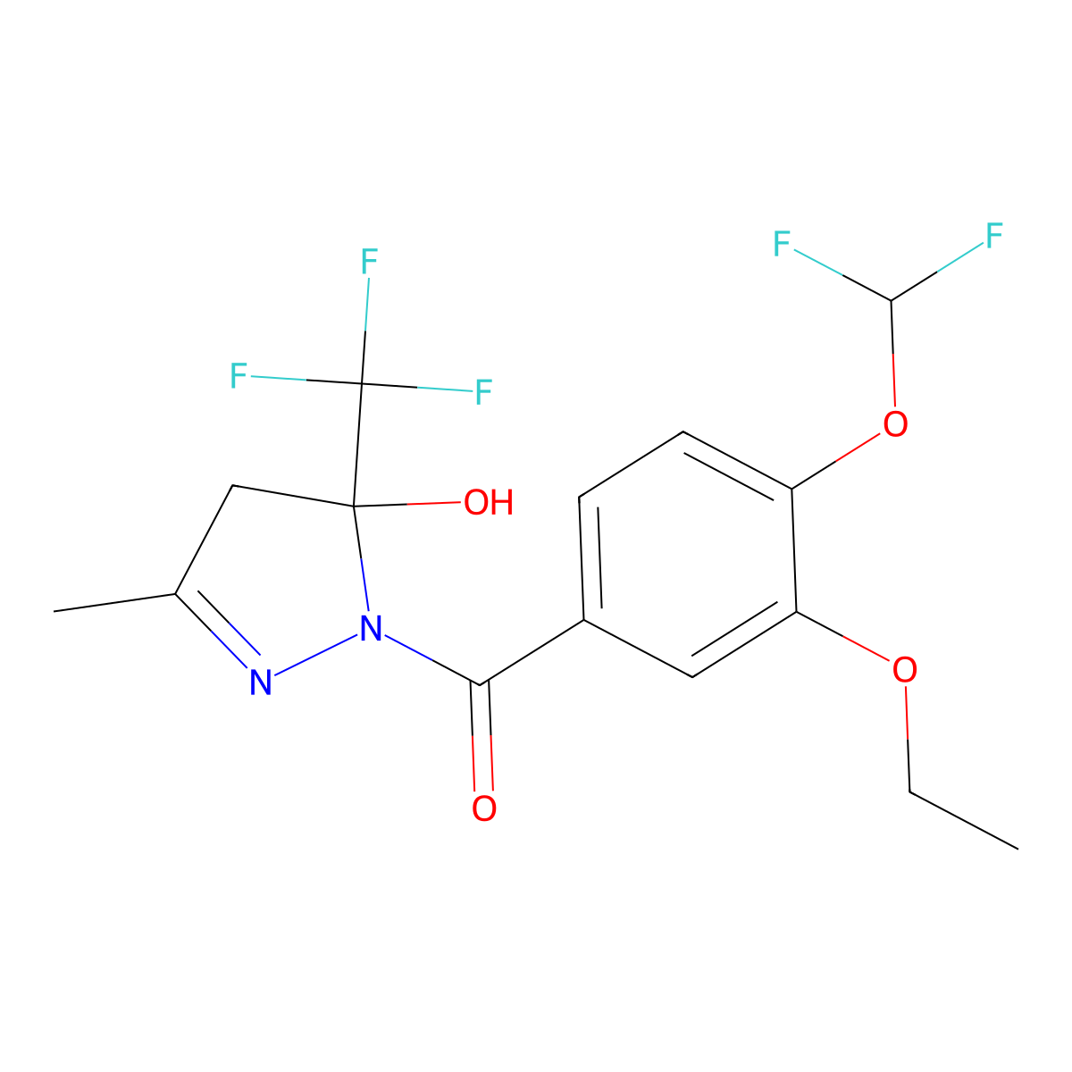 [4-(difluoromethoxy)-3-ethoxyphenyl][5-hydroxy-3-methyl-5-(trifluoromethyl)-4,5-dihydro-1H-pyrazol-1-yl]methanone molecular structure, CAS 679420-64-5