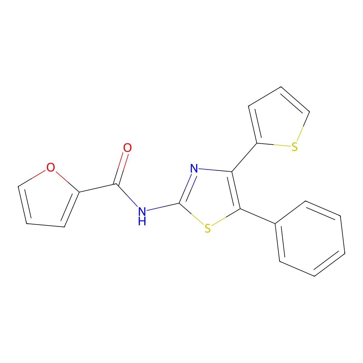N-(5-phenyl-4-thiophen-2-yl-1,3-thiazol-2-yl)furan-2-carboxamide molecular structure, CAS 679420-84-9