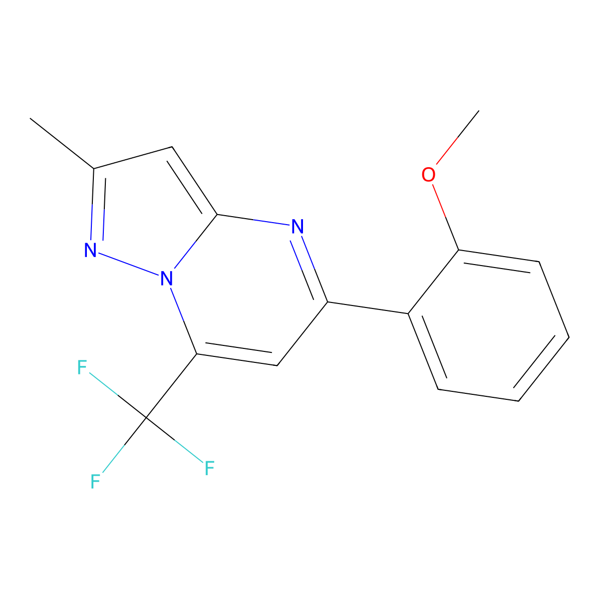 5-(2-Methoxyphenyl)-2-methyl-7-(trifluoromethyl)pyrazolo[1,5-a]pyrimidine molecular structure, CAS 679421-43-3