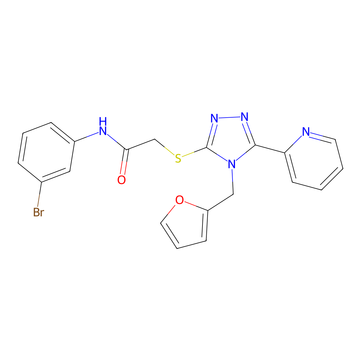 N-(3-bromophenyl)-2-{[4-(furan-2-ylmethyl)-5-(pyridin-2-yl)-4H-1,2,4-triazol-3-yl]sulfanyl}acetamide molecular structure, CAS 679424-91-0