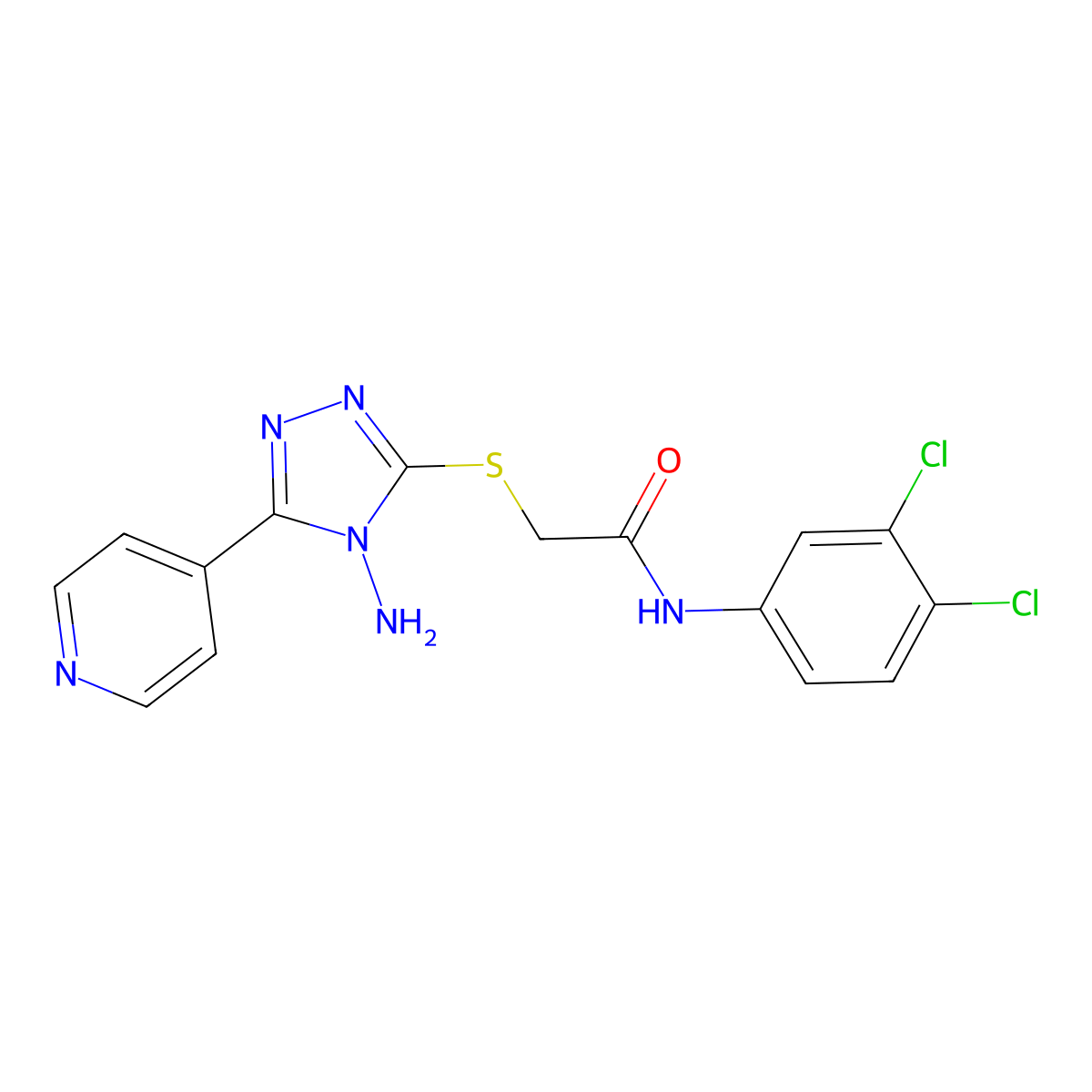 2-((4-amino-5-(pyridin-4-yl)-4H-1,2,4-triazol-3-yl)thio)-N-(3,4-dichlorophenyl)acetamide molecular structure, CAS 679425-10-6