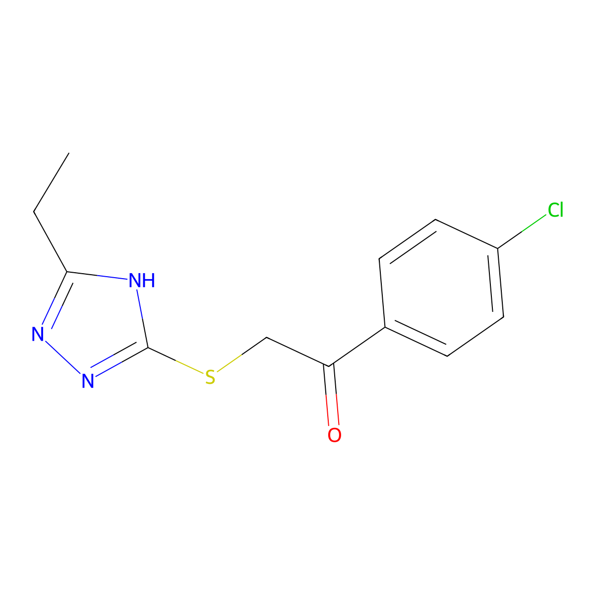 1-(4-chlorophenyl)-2-[(5-ethyl-1H-1,2,4-triazol-3-yl)sulfanyl]ethanone molecular structure, CAS 67944-07-4