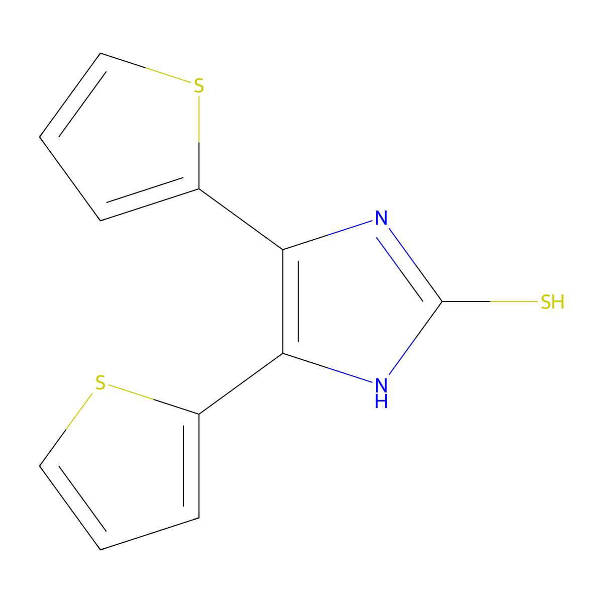 4,5-bis(thiophen-2-yl)-1H-imidazole-2-thiol molecular structure, CAS 67947-42-6